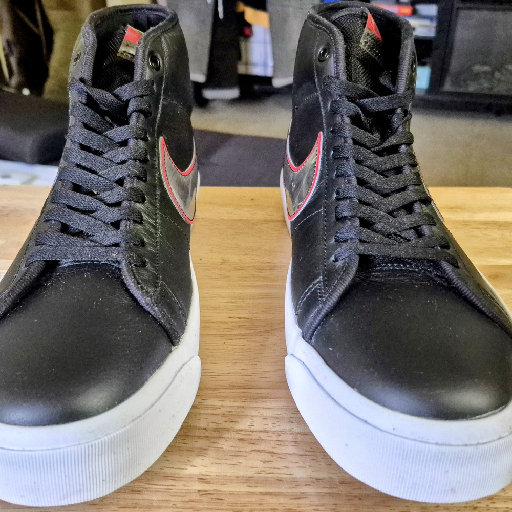 Men's Nike Blazer (Grant Taylor) Black and Red High-Top Sneakers.